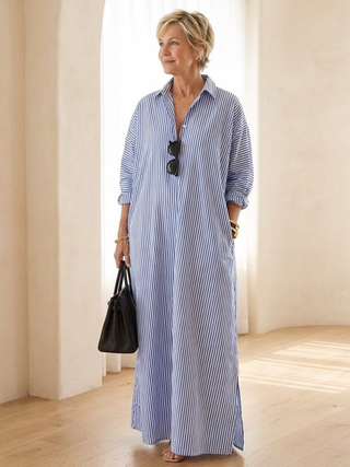 Soline | Robe chemise longue à rayures