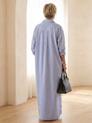 Soline | Robe chemise longue à rayures