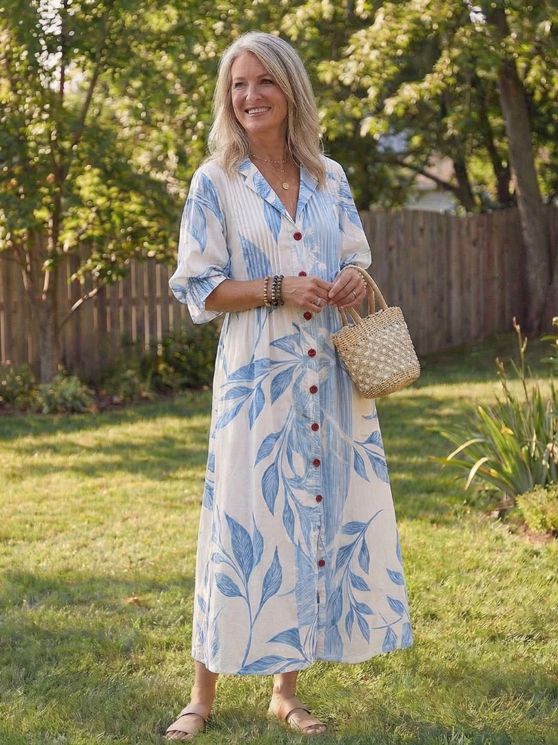 Virelle | Robe longue fluide imprimé botanique