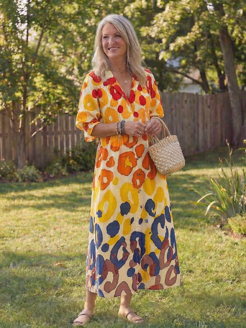 Virelle | Robe longue fluide imprimé botanique