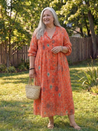 Virelle | Robe longue fluide imprimé botanique