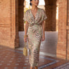 Calandra | Robe Élégante Imprimé Raffiné Taille Nouée