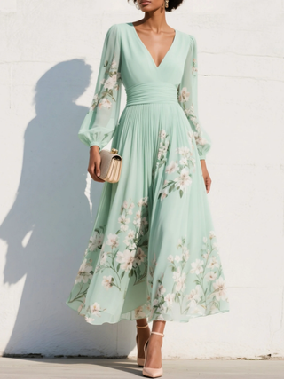 Odelia | Robe Midi Florale Élégante Fluide
