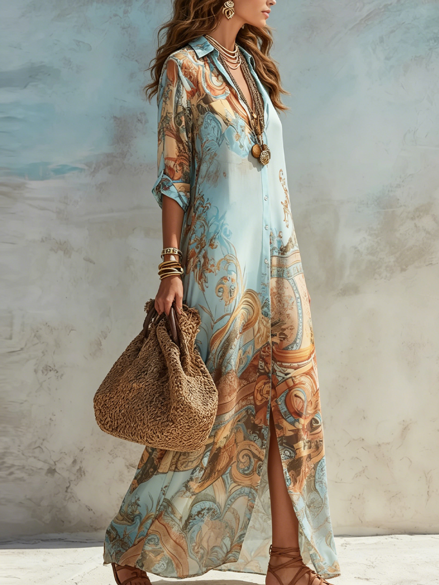 Louise | Robe chemise méditerranéenne
