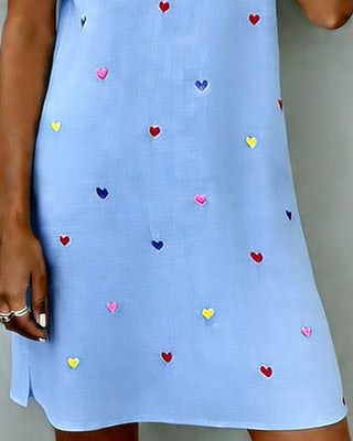 Robe Colorée À Imprimé Cœur Et Col En V