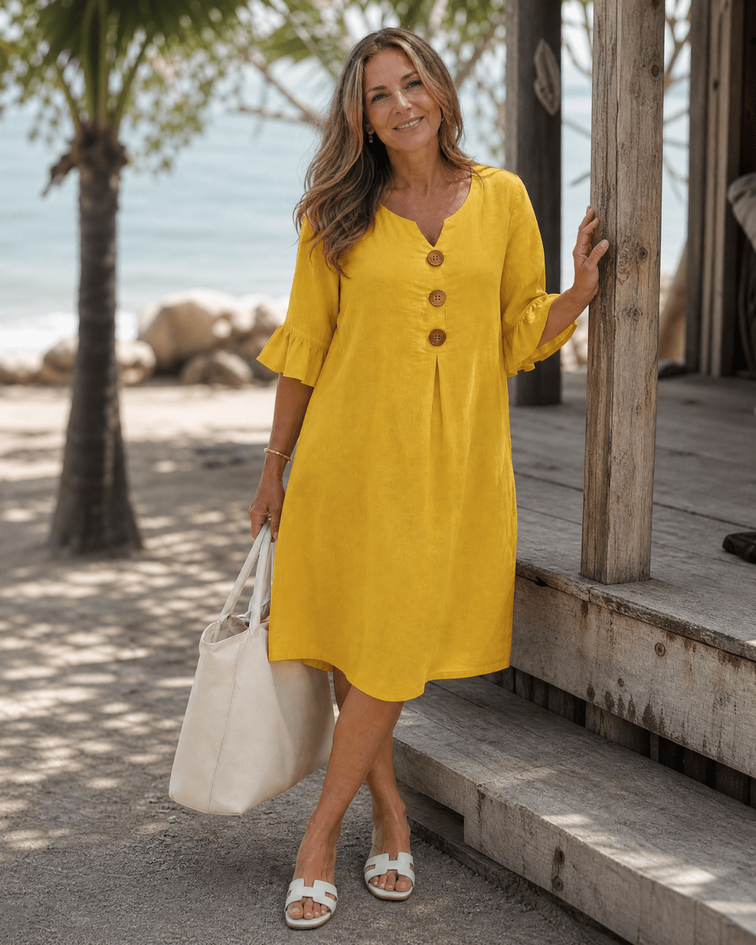 Elyna | Robe mi-longue à manches amples