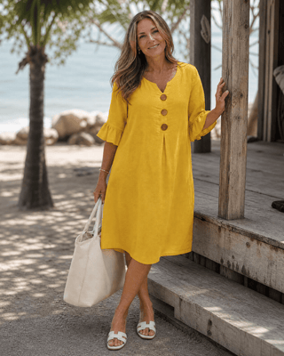 Elyna | Robe mi-longue à manches amples
