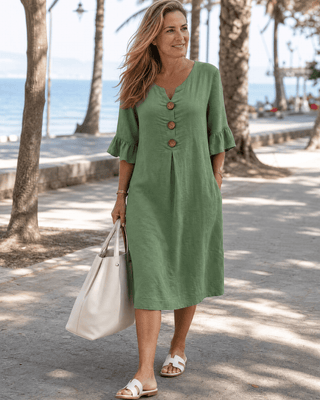 Elyna | Robe mi-longue à manches amples