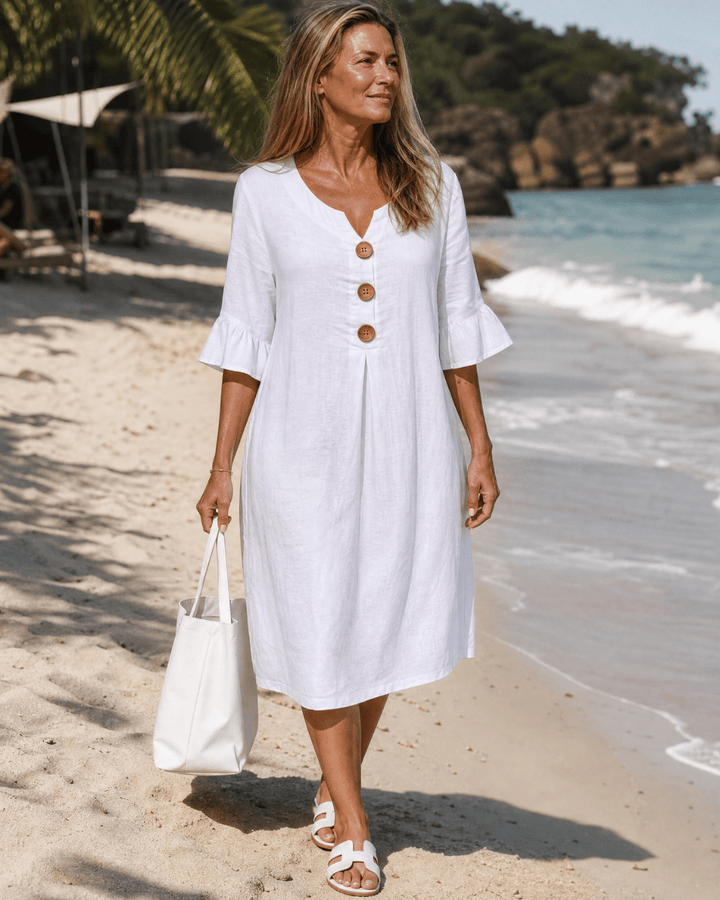 Elyna | Robe mi-longue à manches amples