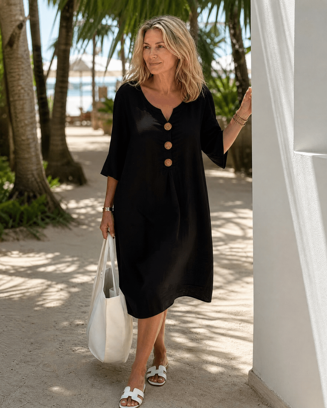 Elyna | Robe mi-longue à manches amples