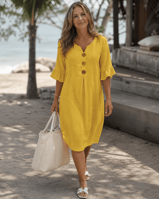 Elyna | Robe mi-longue à manches amples