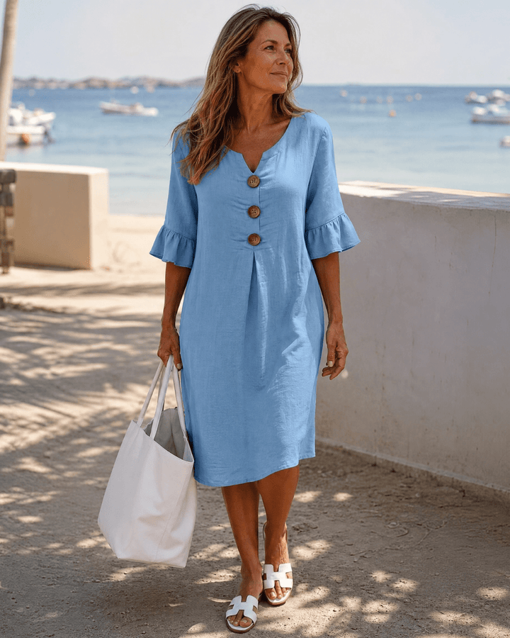 Elyna | Robe mi-longue à manches amples