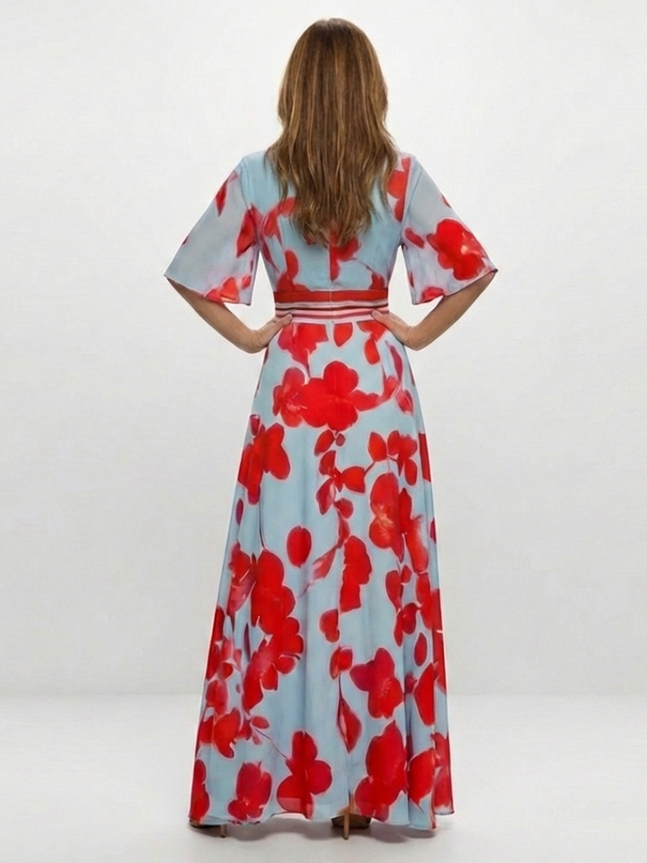 Corinne | Robe longue fleurie col V