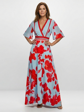 Corinne | Robe longue fleurie col V