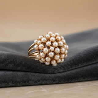 Inès | Bague en Or avec Perles Incrustées Élégante