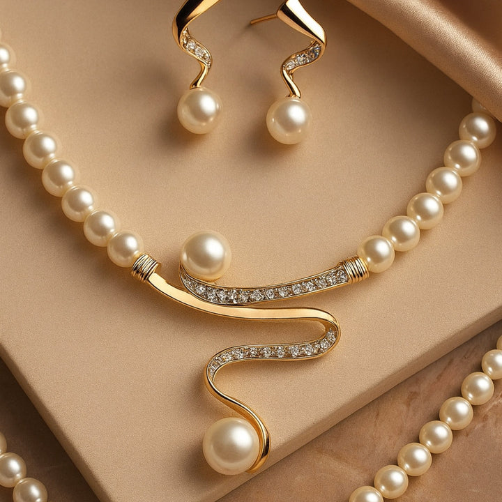 Angélique | Ensemble de Collier en Perles Naturelles Élégantes