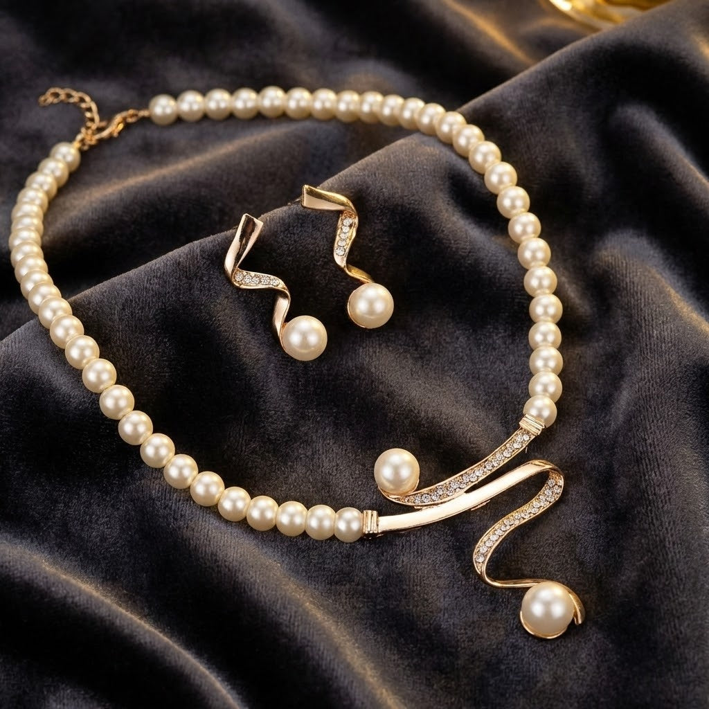 Angélique | Ensemble de Collier en Perles Naturelles Élégantes