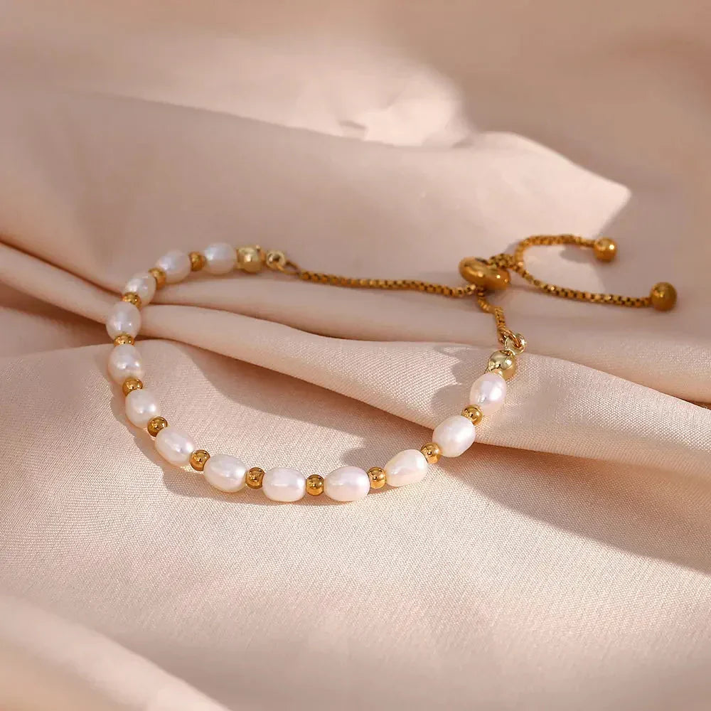 Julia | Bracelet Élegant en Perles et Or
