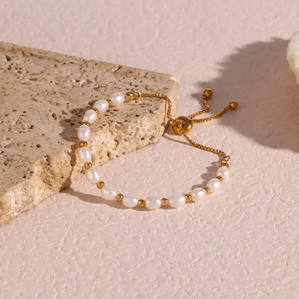 Julia | Bracelet Élegant en Perles et Or