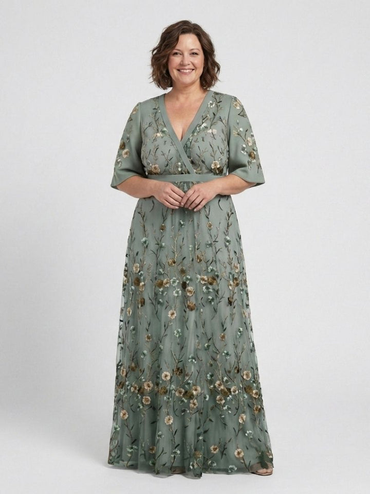 Élodie | Robe longue fleurie col V
