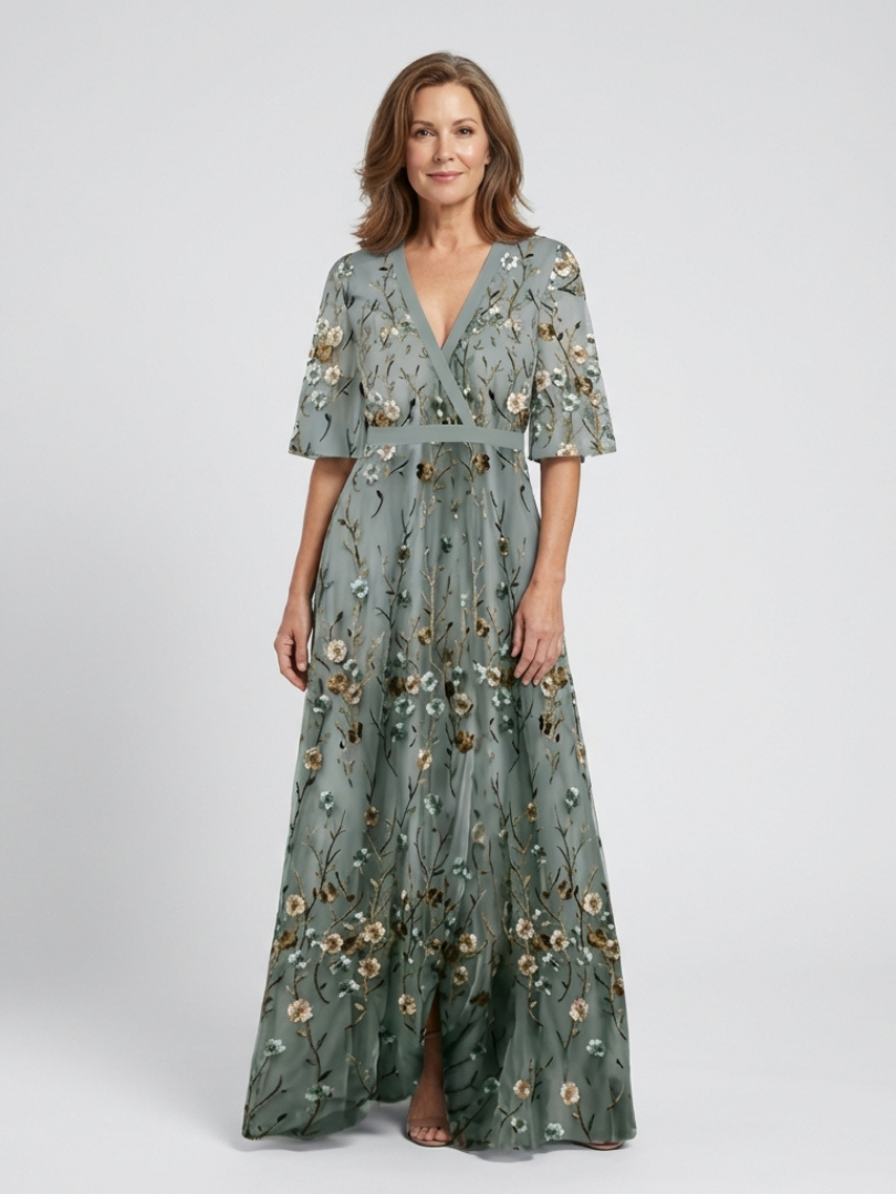 Élodie | Robe longue fleurie col V