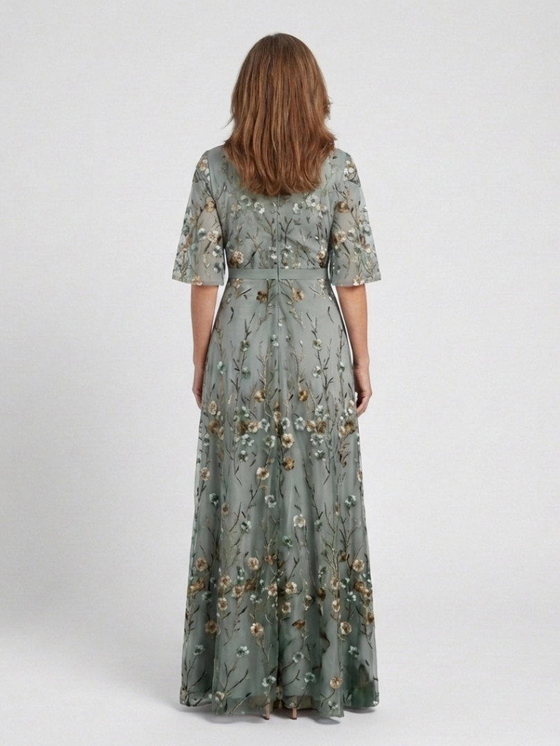 Élodie | Robe longue fleurie col V