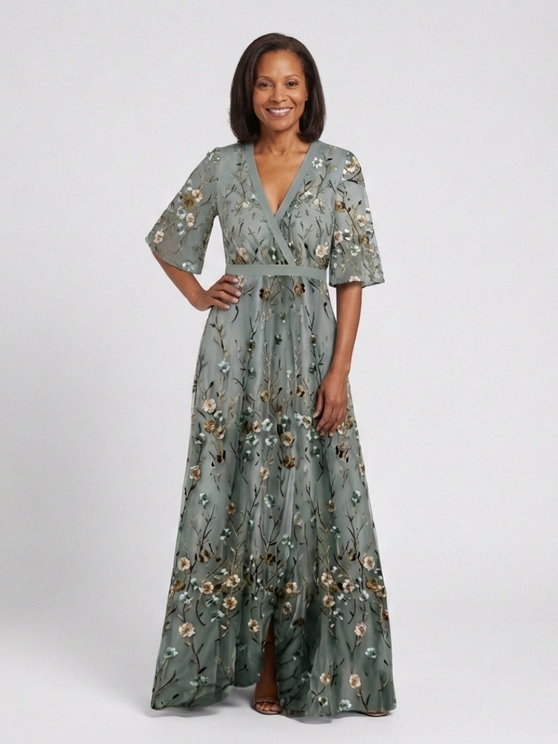 Élodie | Robe longue fleurie col V