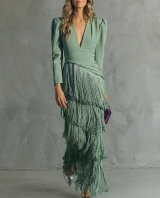 Clara | Robe élégante à manches frangées