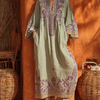 Zola | Robe Maxi Lin Broderies Florales Style Bohème Oriental