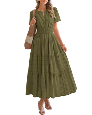 Sophie | Robe Maxi Évasée à Taille Froncée