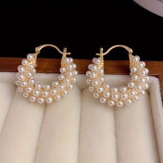 Elyna | Boucles d'Oreilles en Cerceau avec Perles Superposées