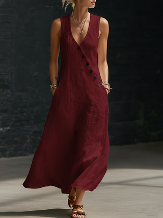Sophie | Robe Maxi Boutonnée Minimaliste