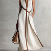 Bella | Robe Élégante en Coton et Lin Sans Manches à Col Montant