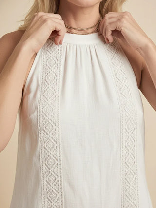 Jimena | Robe midi en lin avec col mao
