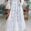 Isabelle | Robe Longue Broderie Anglaise & Manches 3/4