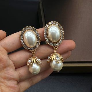 Louise | Boucles d'oreilles pendantes vintage en perles