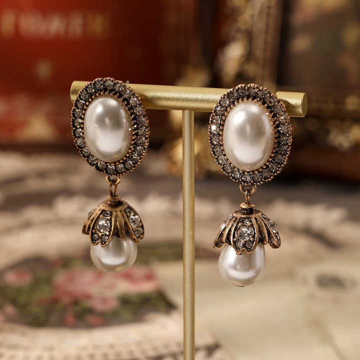 Louise | Boucles d'oreilles pendantes vintage en perles